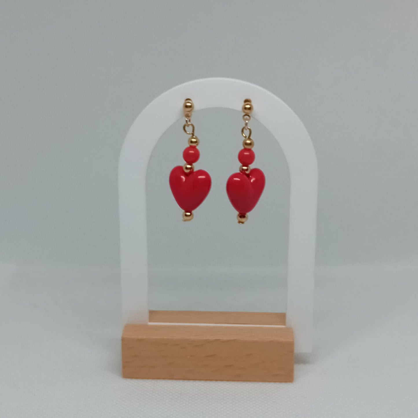 Red Heart Dangled Earrings