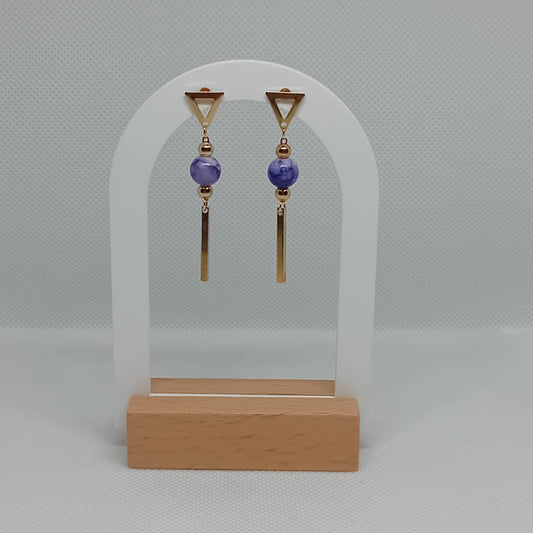 Purple Marble Dangle Earrings