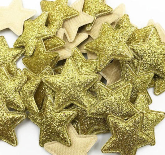 Gold Sparkling Padded Glitter Stars