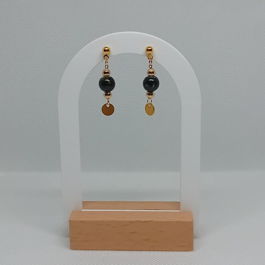 Black Marble Dangle Earrings