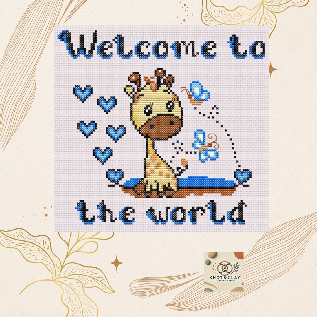 Welcome to the world baby boy Cross Stitch Pattern
