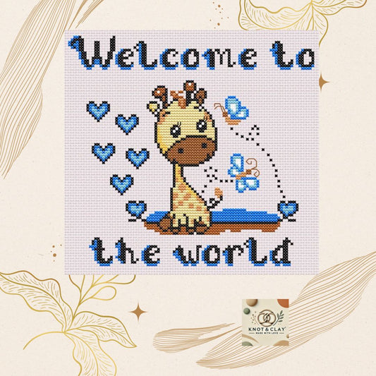 Welcome to the world baby boy Cross Stitch Pattern