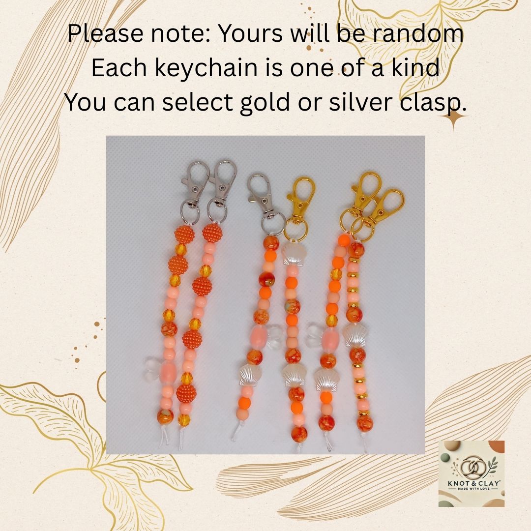 Orange Beaded Scissor Fob