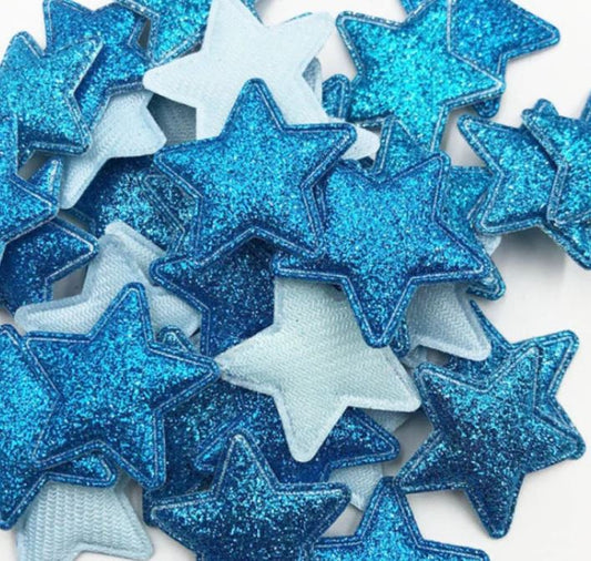Blue Sparkling Padded Glitter Stars