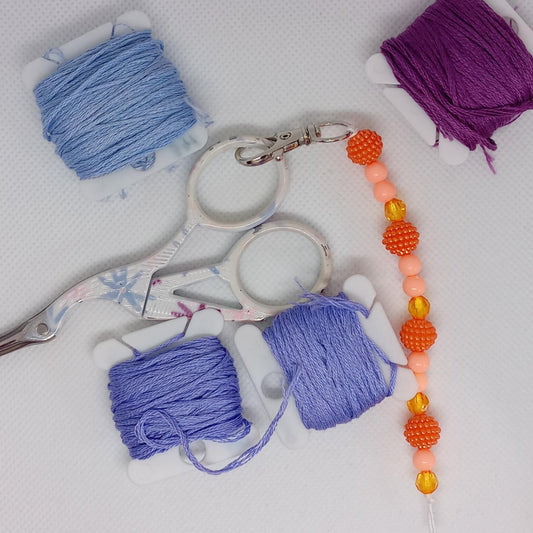 Orange Beaded Scissor Fob