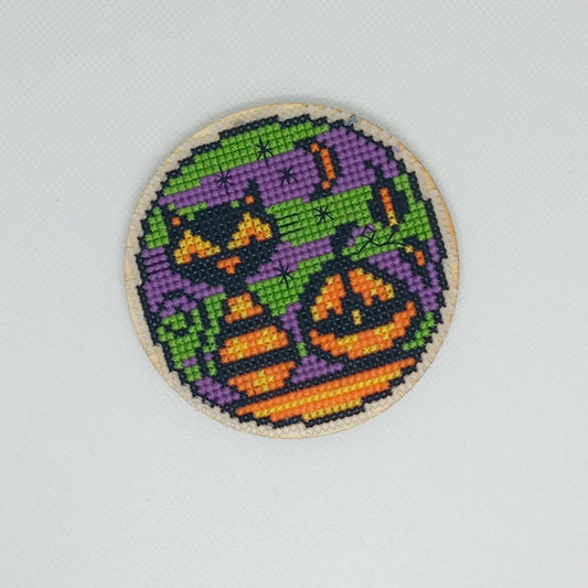 Halloween Cross Stitch Coaster