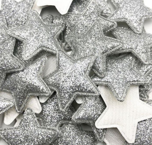 Silver Sparkling Padded Glitter Stars