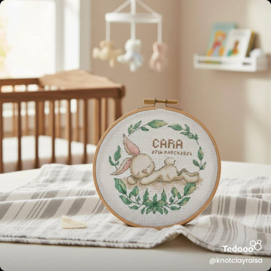Newborn Birth Announcement Embroidery Hoop