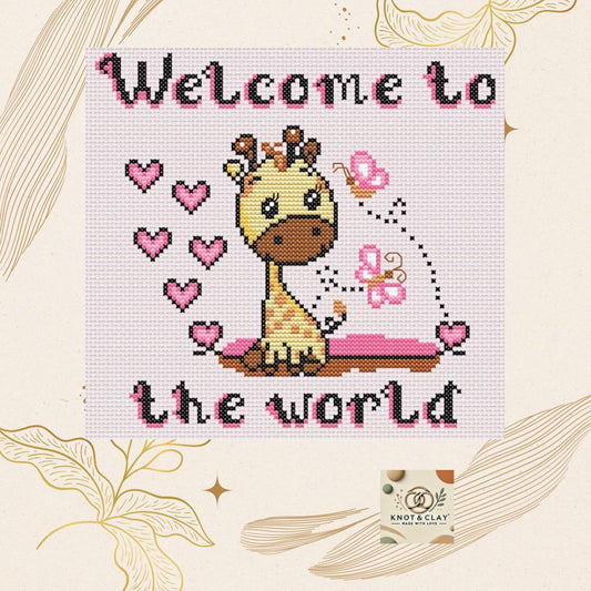 Welcome to the world baby girl Cross Stitch Pattern