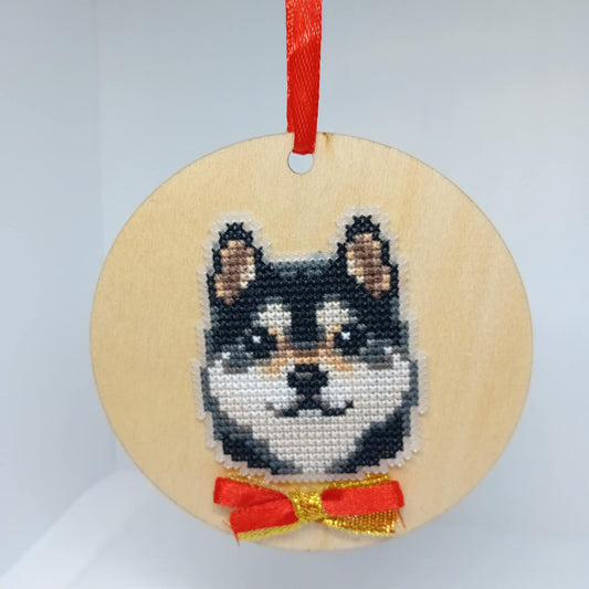 Black & Tan Shiba Inu Pet Portrait Wooden Base