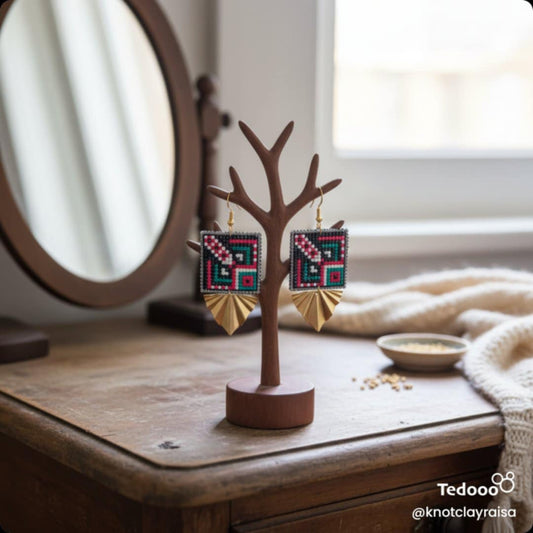 Teal Geometric Earrings