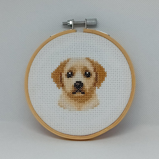 Yellow Labrador Pet Portrait Embroidery Hoop