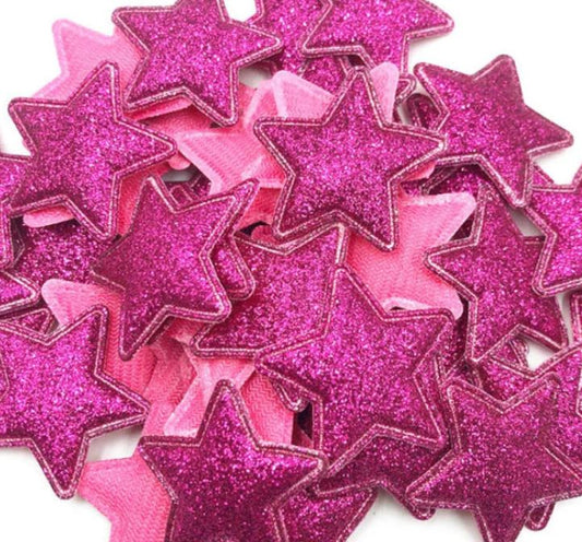 Pink Sparkling Padded Glitter Stars