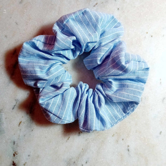 Blue & White Stripped Hair Scrunhie