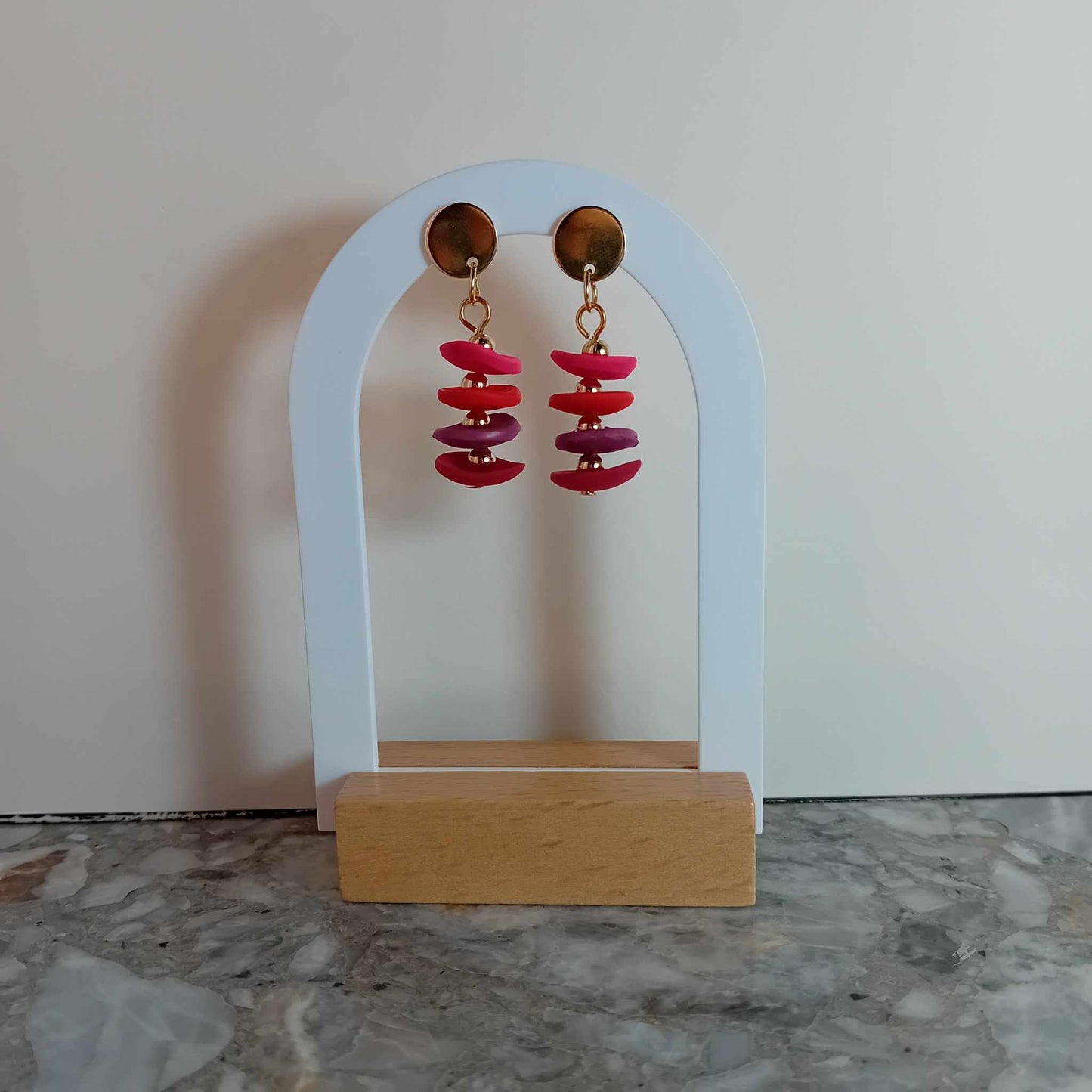 4 Layers Red Dangled Earrings