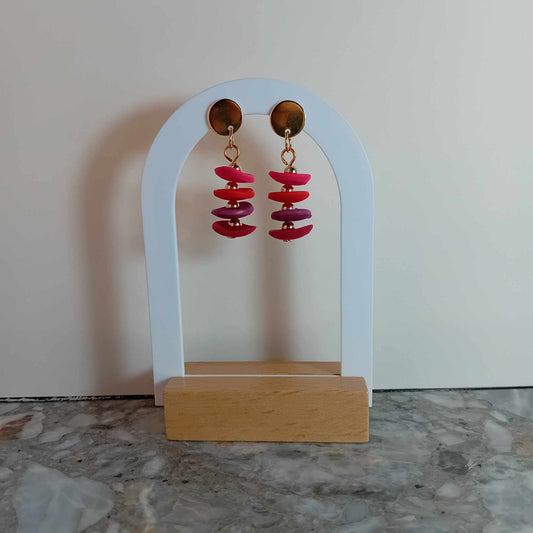 4 Layers Red Dangled Earrings