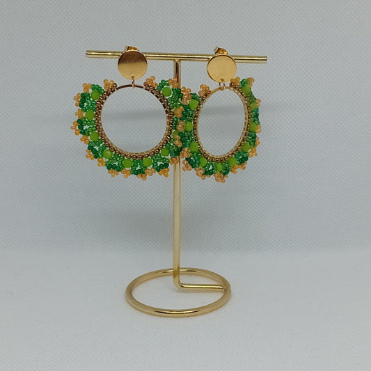 Green Hoop Earrings