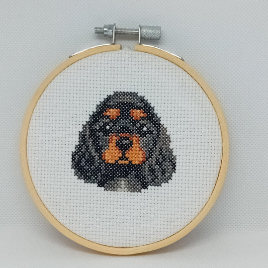 Black + Tan Cocker Spaniel Pet Portrait Embroidery Hoop