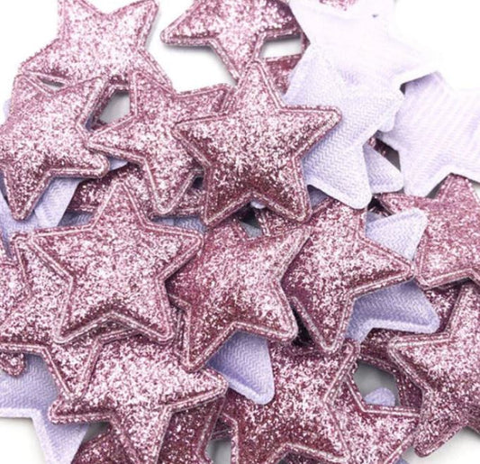 Mauve Sparkling Padded Glitter Stars