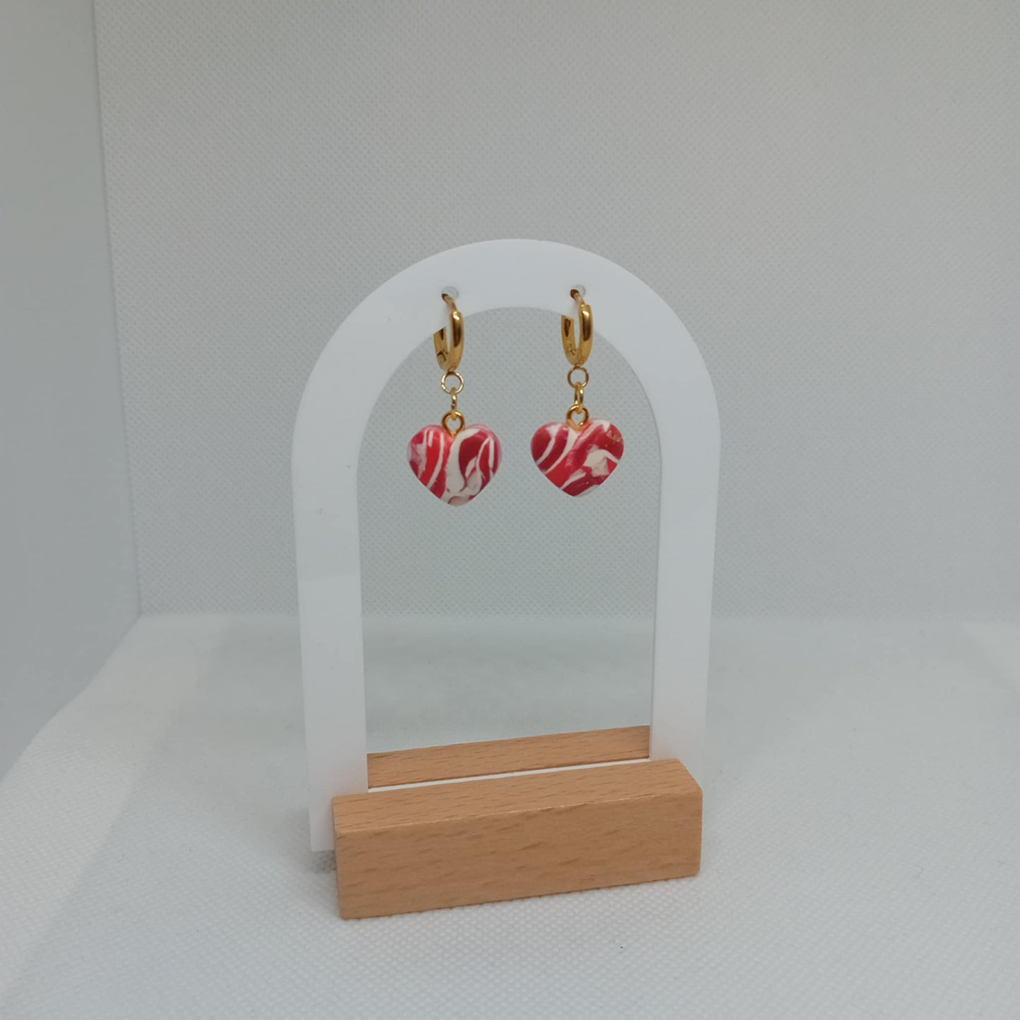 Small Heart Marble Dangled Earrings
