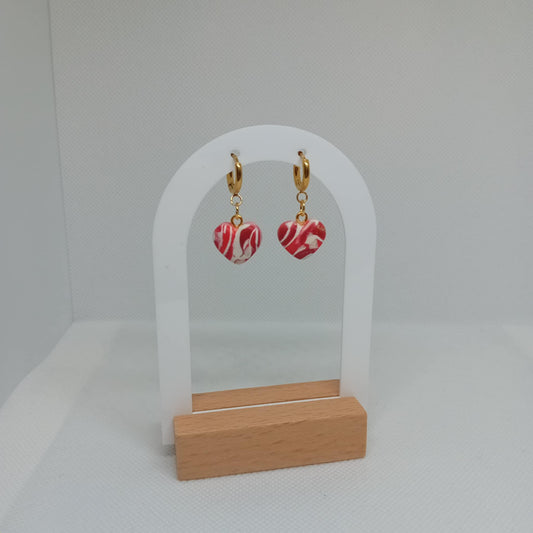 Small Heart Marble Dangled Earrings
