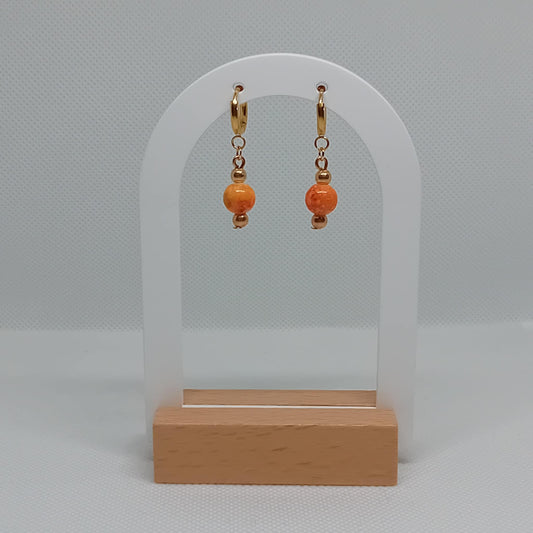 Orange Marble Hoop Earrings
