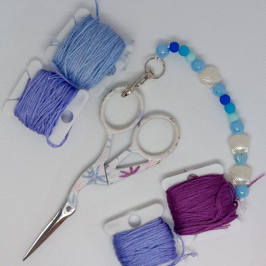 Blue Beaded Scissor Fob