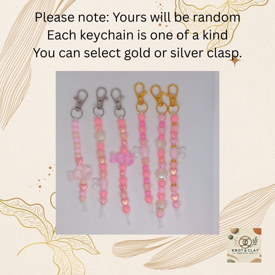 Pink Beaded Scissor Fob