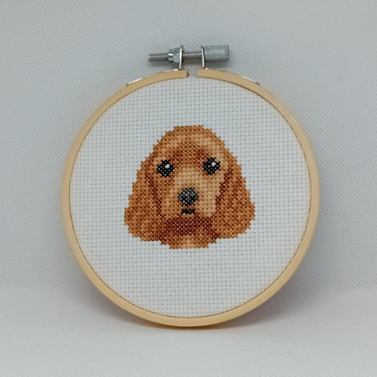 Red Cocker Spaniel Pet Portrait Embroidery Hoop