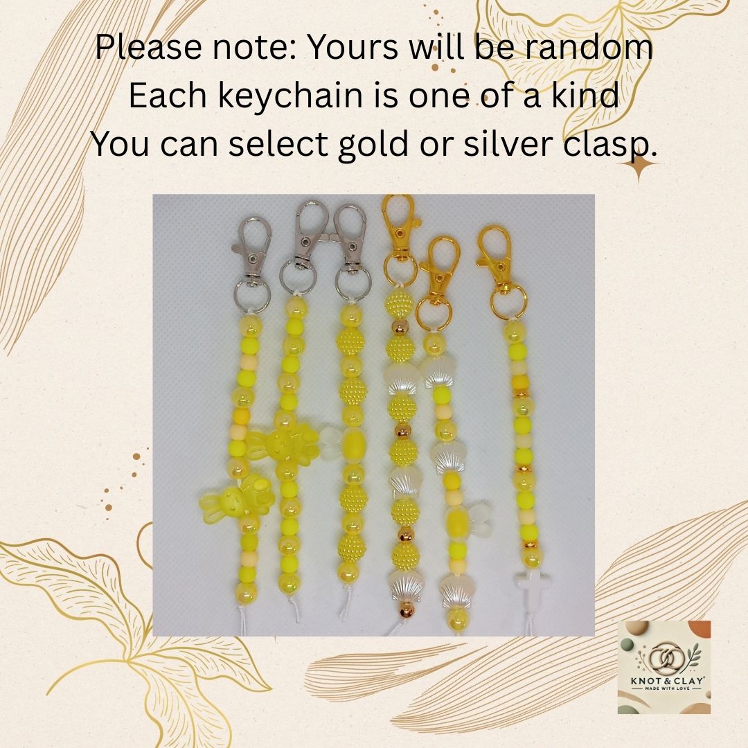 Yellow Beaded Scissor Fob