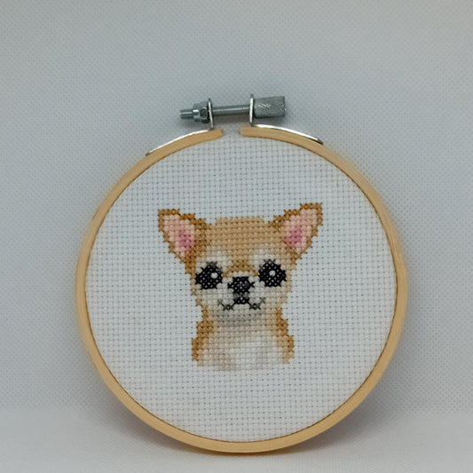 Short - Haired Fawn Chihuahua Pet Portrait Embroidery Hoop