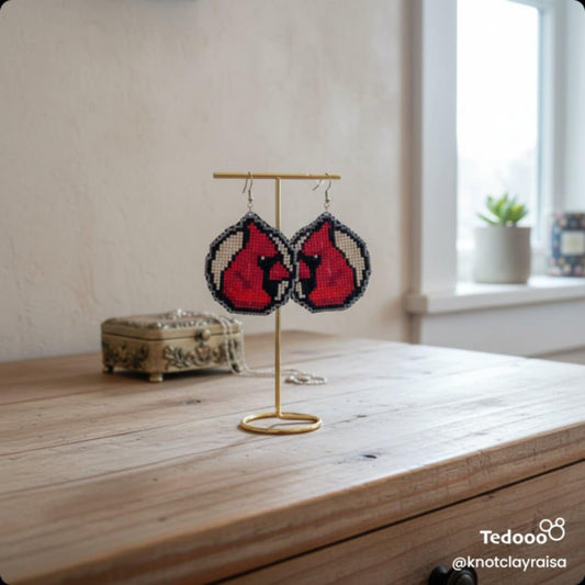 Red Cardinal Dangled Earrings