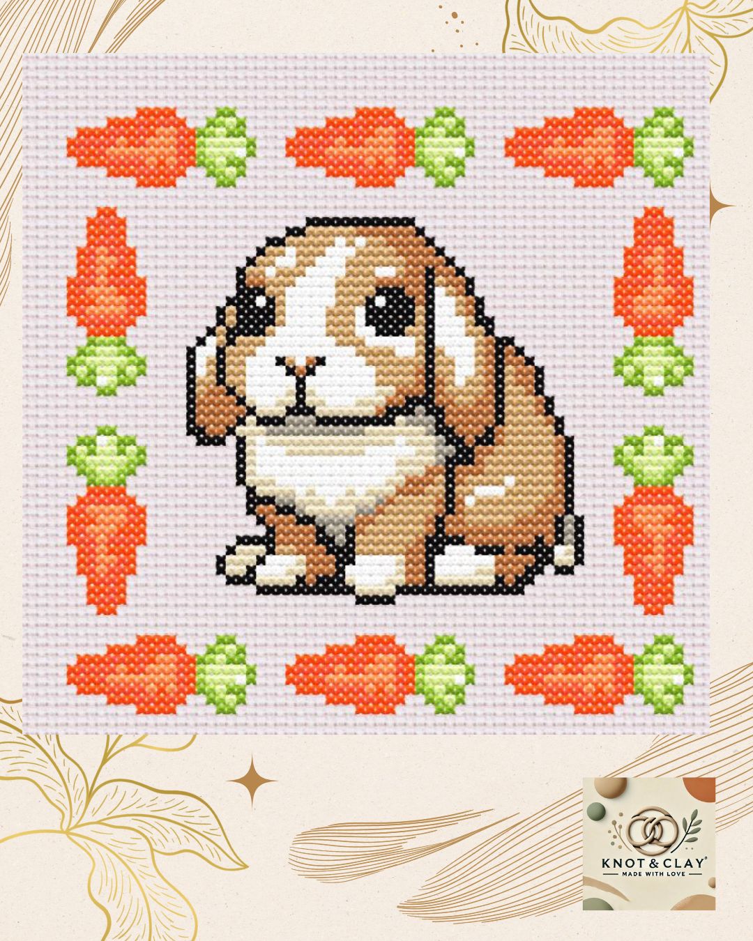 Brown Bunny Cross Stitch Pattern