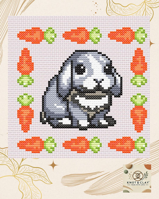 Grey Bunny Cross Stitch Pattern