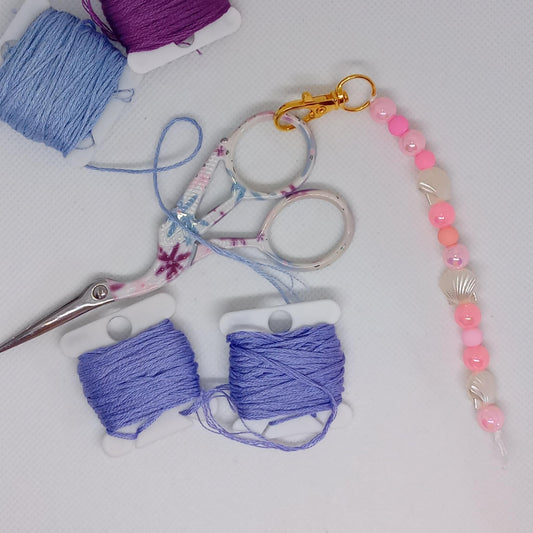Pink Beaded Scissor Fob