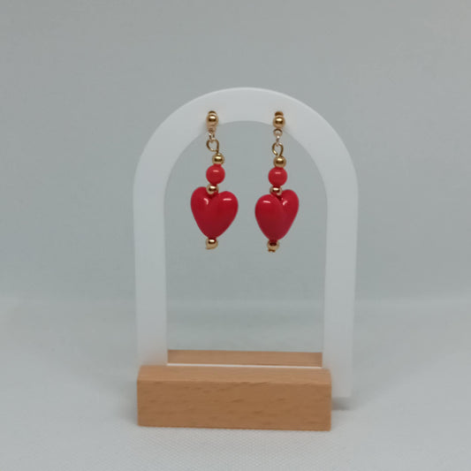 Red Heart Dangled Earrings