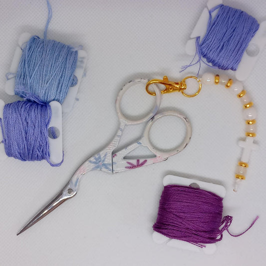 White Beaded Scissor Fob